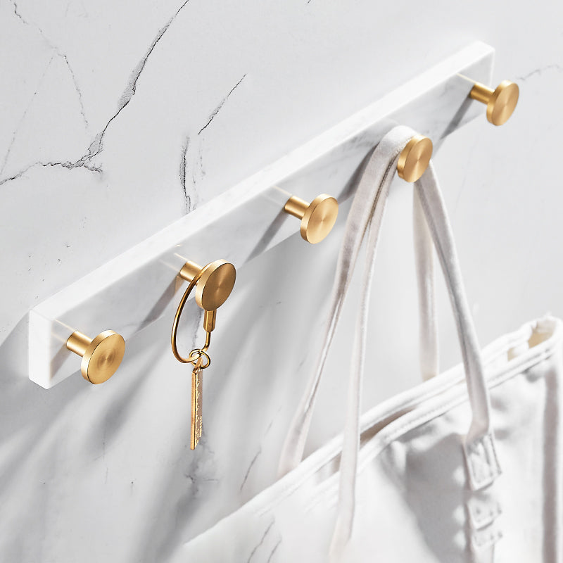 Metal and Marble Bathroom Accessory as Individual or as a Set in Gold