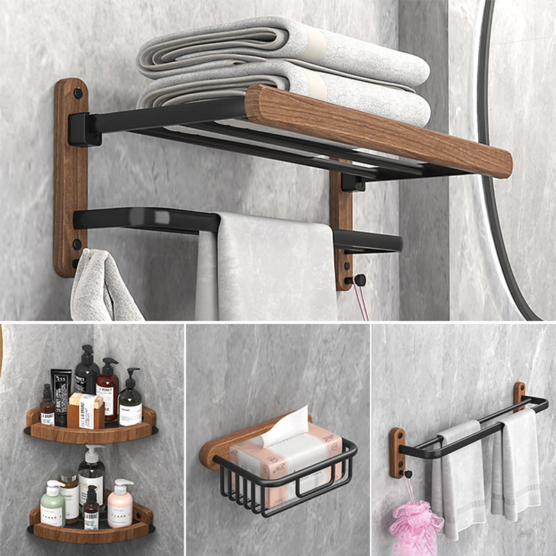 Metal and Wood Bathroom Accessory as Individual or as a Set without Punching