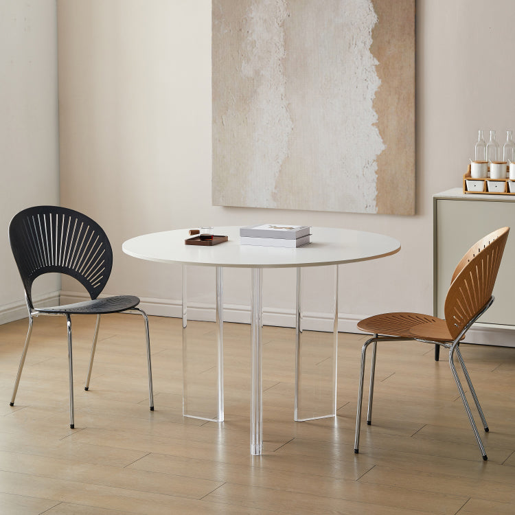White Stone Dining Table Modern Round Dining Table with Acrylic Legs