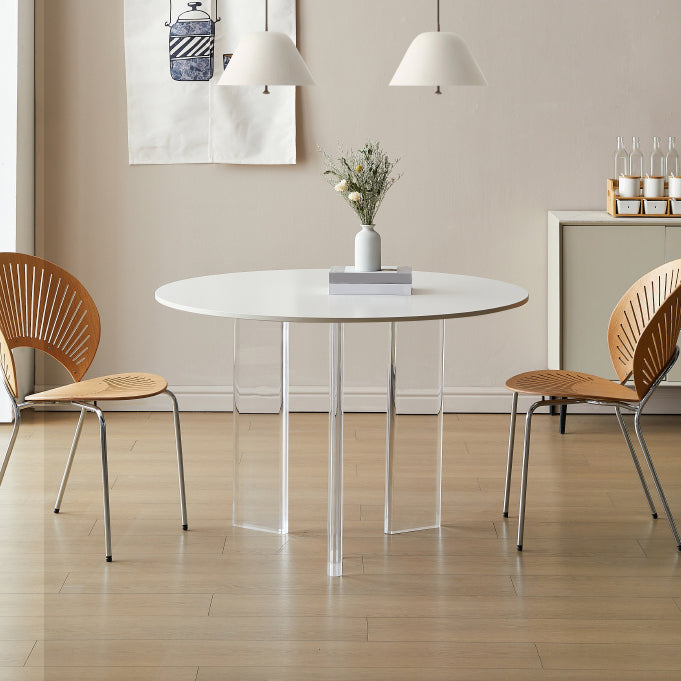 White Stone Dining Table Modern Round Dining Table with Acrylic Legs