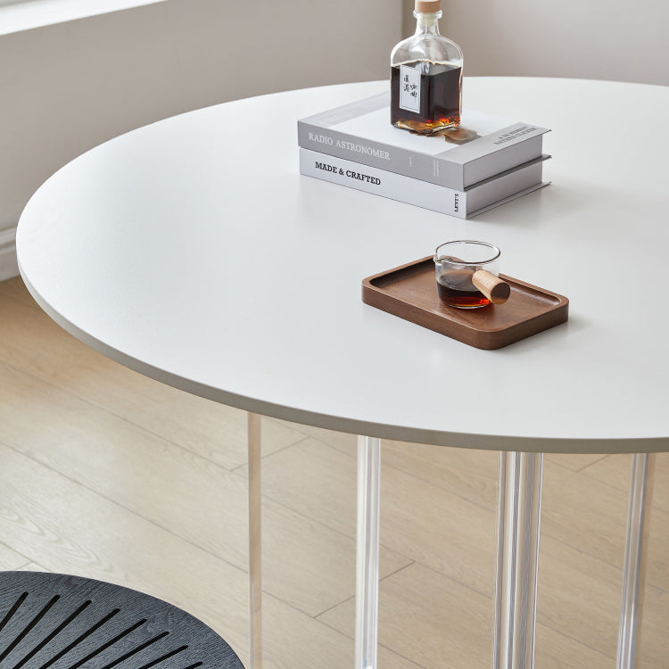 White Stone Dining Table Modern Round Dining Table with Acrylic Legs