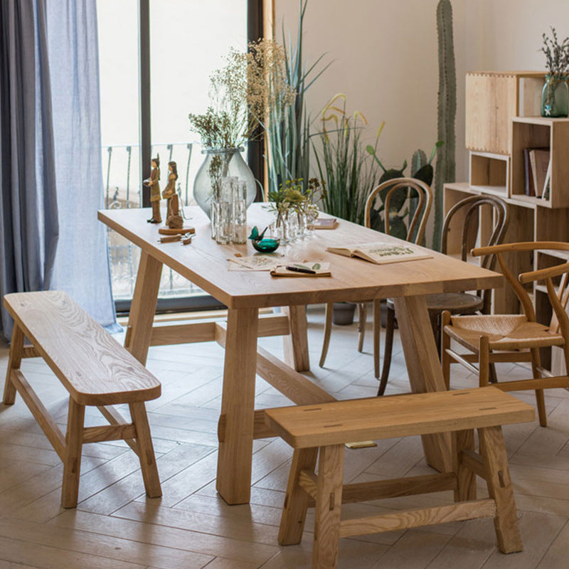 Rectangle Trestle Dining Table Modern Pine Wood Table for Kitchen Use