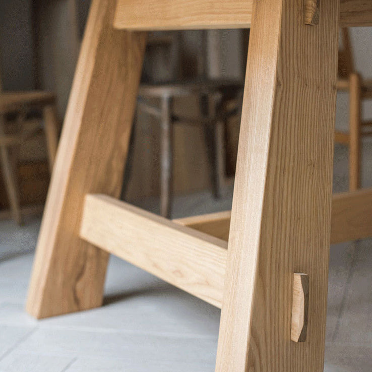 Rectangle Trestle Dining Table Modern Pine Wood Table for Kitchen Use