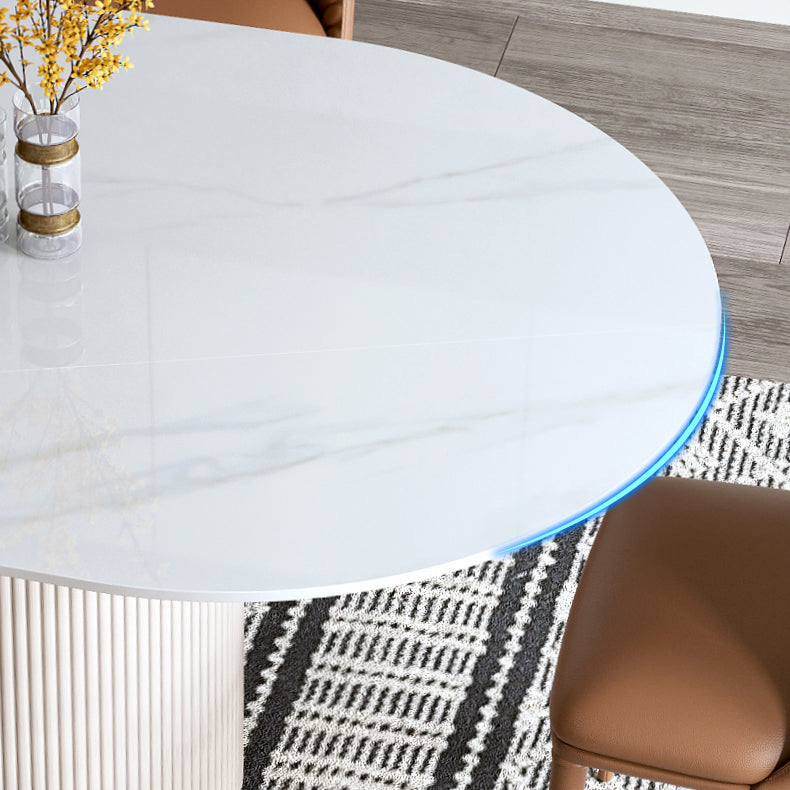 Luxury Oval Dining Table Stone Dining Table with Double Pedestal