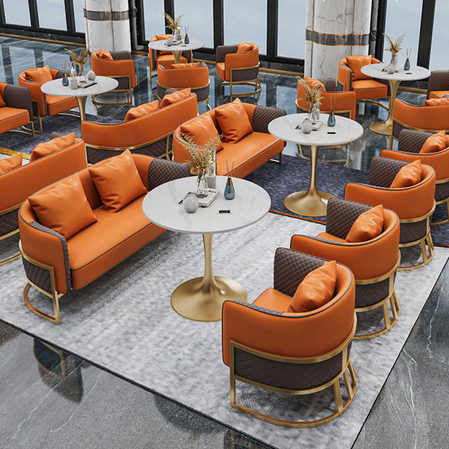 Traditional Luxury Dining Table for Home Round Table with Metal Tulip Base