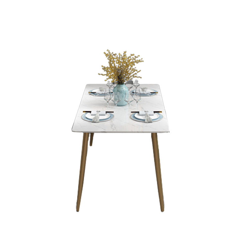 Rectangle Golden Base Dining Table Glam Faux Marble Table for Home
