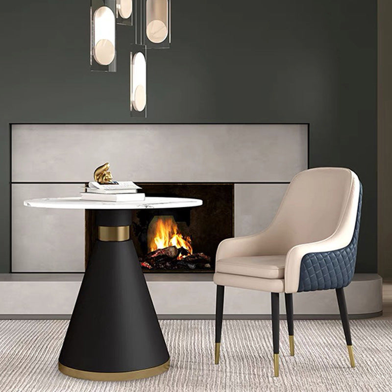 Glam Parsons Arm Chair Leather Upholstered Indoor Dining Chair