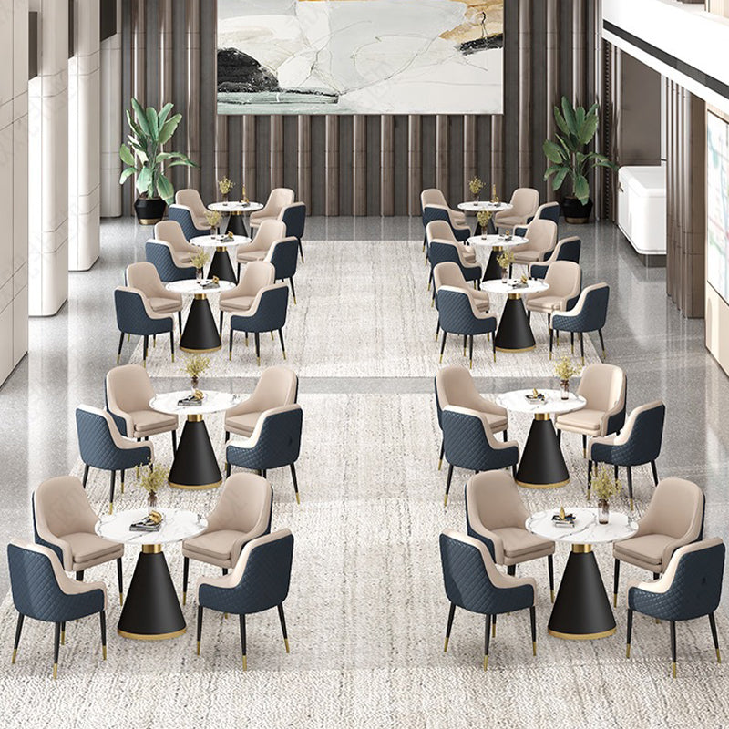 Glam Parsons Arm Chair Leather Upholstered Indoor Dining Chair