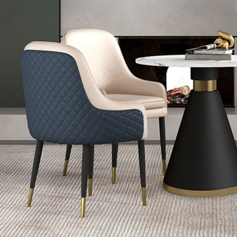 Glam Parsons Arm Chair Leather Upholstered Indoor Dining Chair