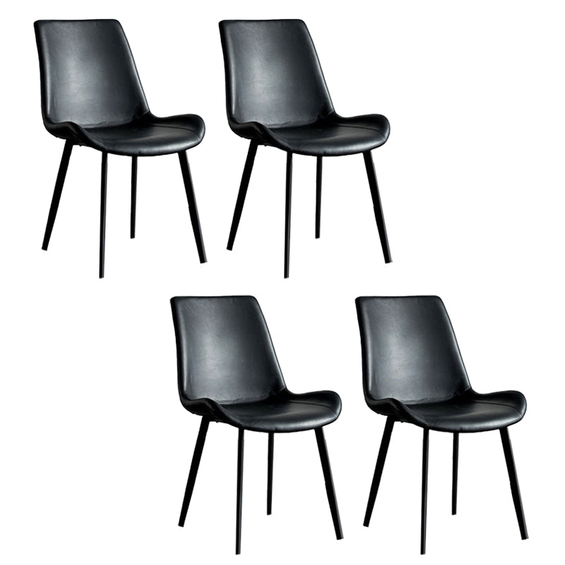 Industrial Style Faux Leather Chair Armless Side Chairs with Metal Legs