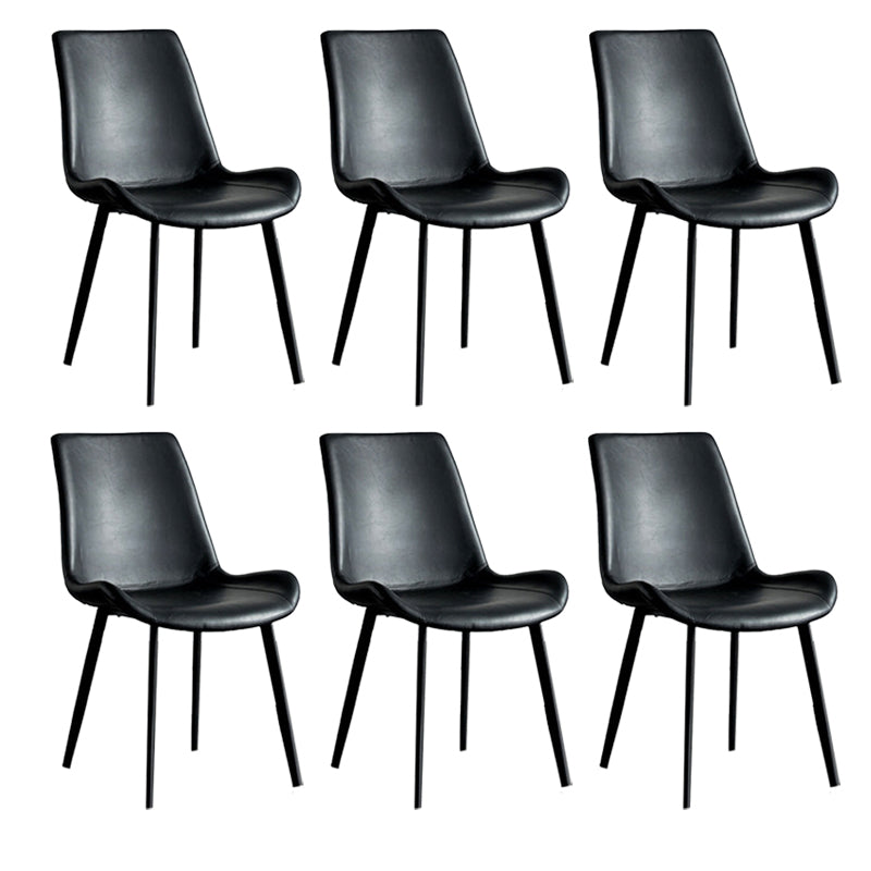 Industrial Style Faux Leather Chair Armless Side Chairs with Metal Legs