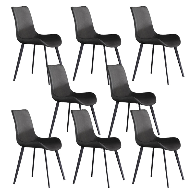 Industrial Style Faux Leather Chair Armless Side Chairs with Metal Legs