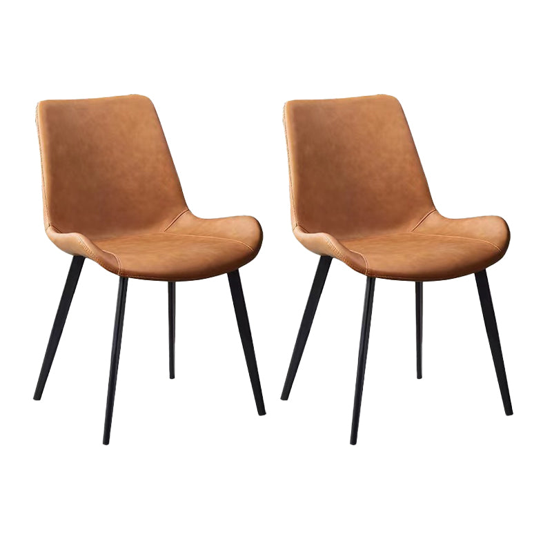 Industrial Style Faux Leather Chair Armless Side Chairs with Metal Legs