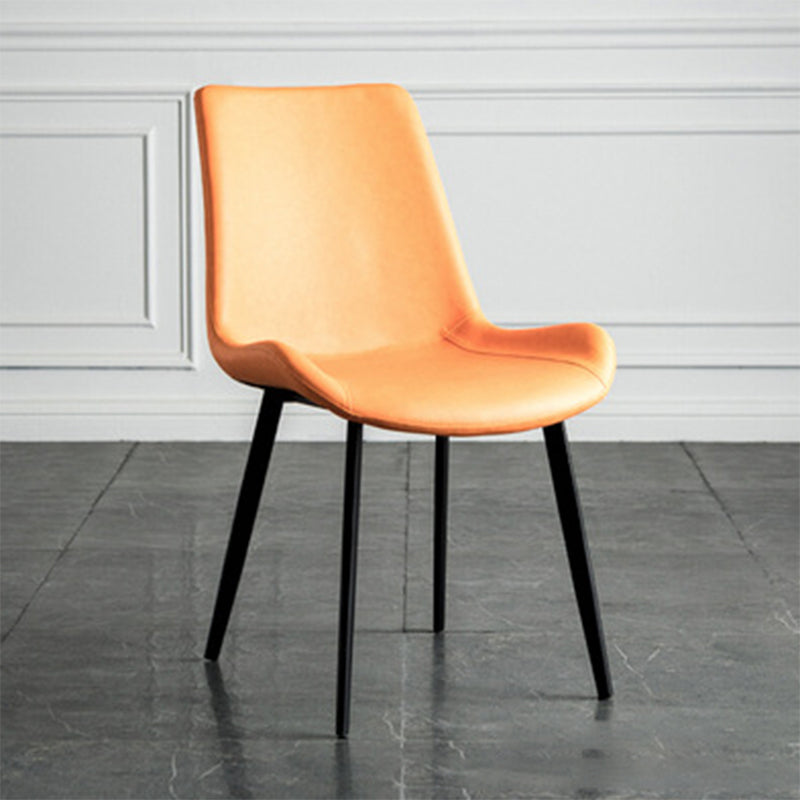 Industrial Style Faux Leather Chair Armless Side Chairs with Metal Legs