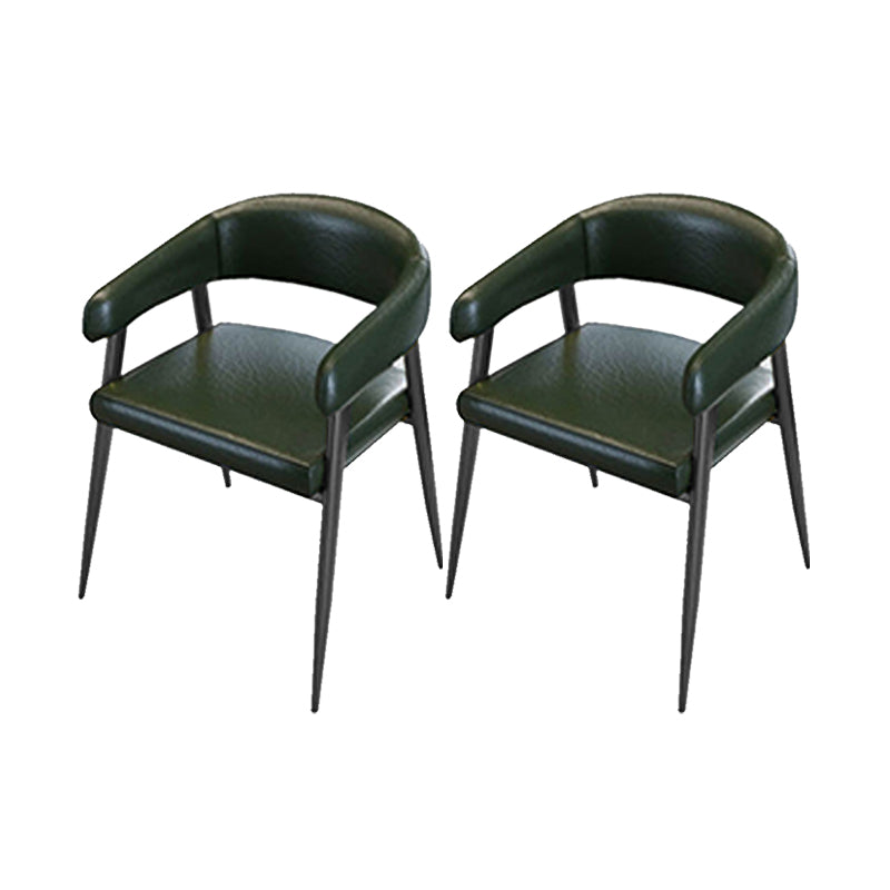 Contemporary Open Back Dining Chairs Upholstered Dining Chairs in Green