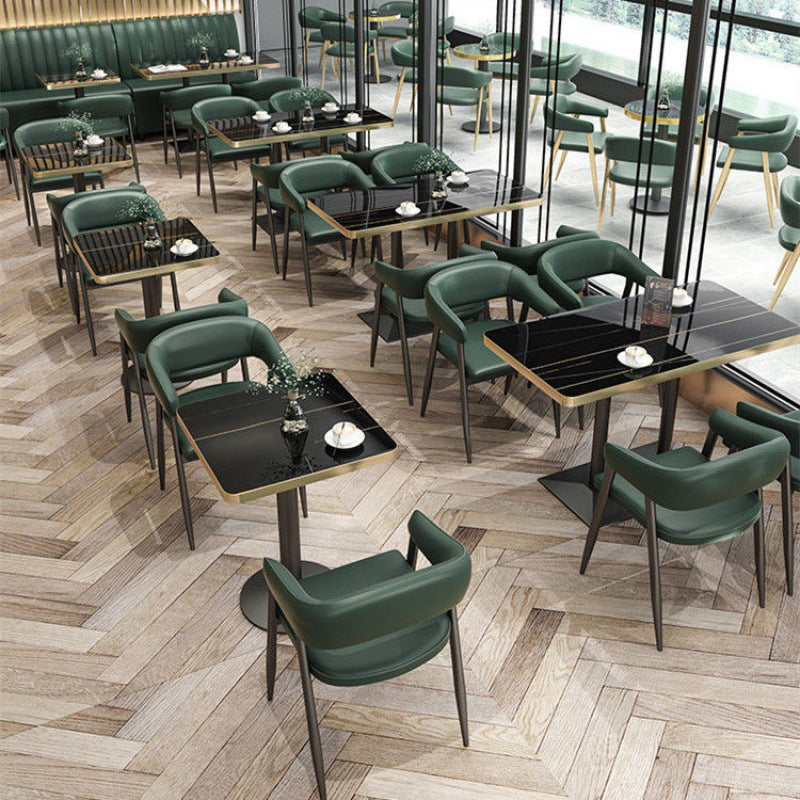 Contemporary Open Back Dining Chairs Upholstered Dining Chairs in Green