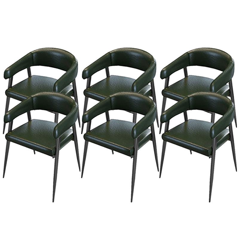 Contemporary Open Back Dining Chairs Upholstered Dining Chairs in Green