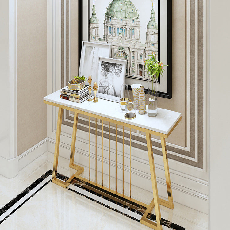 Modern Console Accent Table Antique Finish Sofa Console Table in Marble