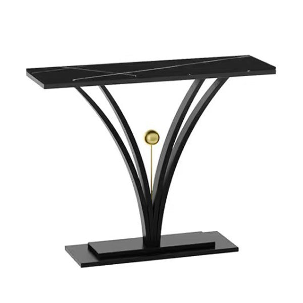 Contemporary Stone Console Sofa Table Rectangle Metal End Table for Hall
