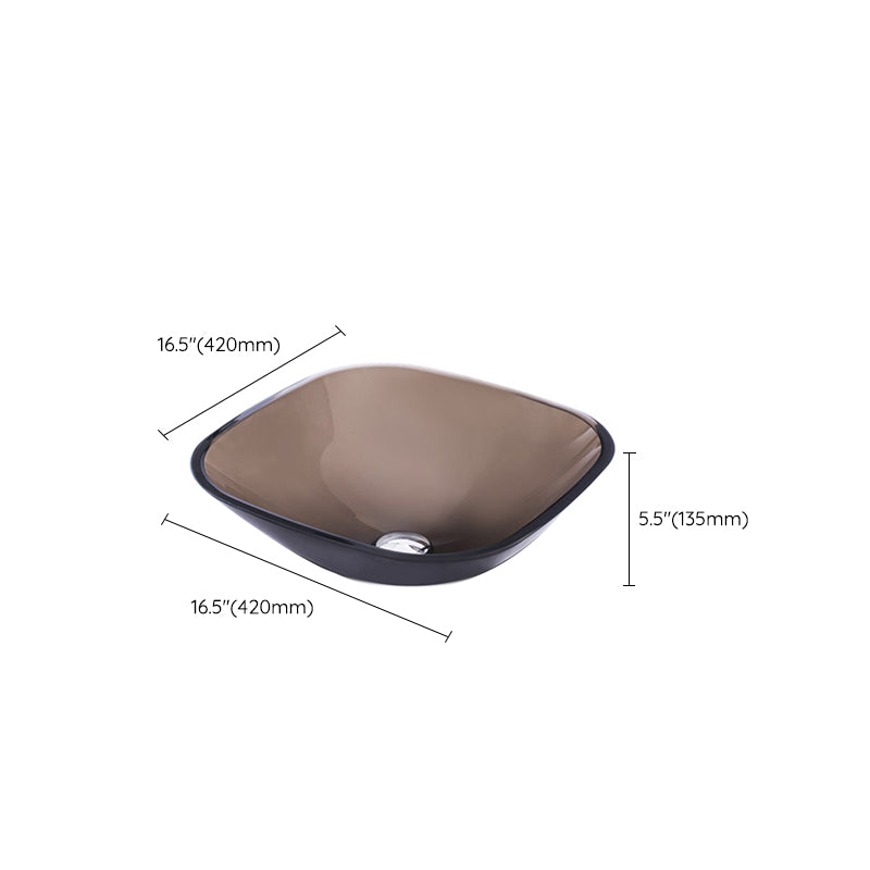 Modern Vessel Sink Oval Glass with Pop-Up Drain and Faucet Vessel Lavatory Sink