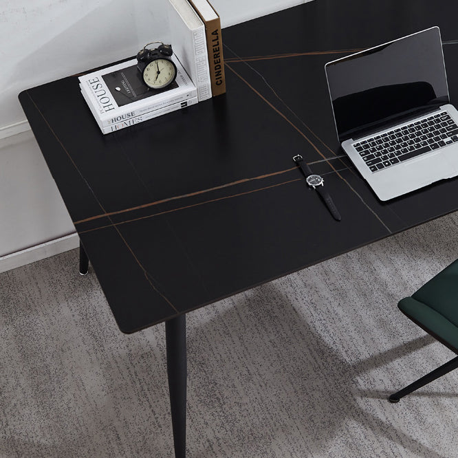 Rectangular Contemporary Writing Desk Parsons Office Desk with Metal Legs