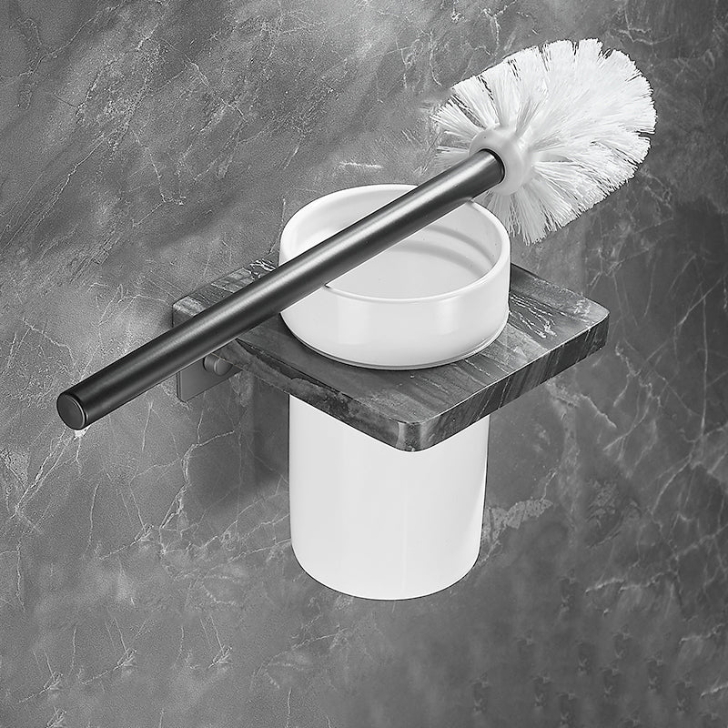 Metal and Marble Bathroom Accessory as Individual or as a Set in Black