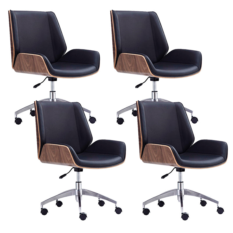 Contemporary Office Chair Faux Leather Task Mid Back Chair with Wheels