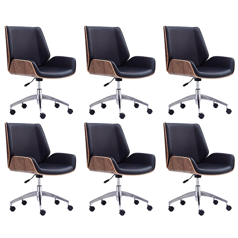 Contemporary Office Chair Faux Leather Task Mid Back Chair with Wheels