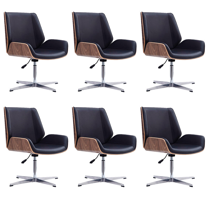 Contemporary Office Chair Faux Leather Task Mid Back Chair with Wheels