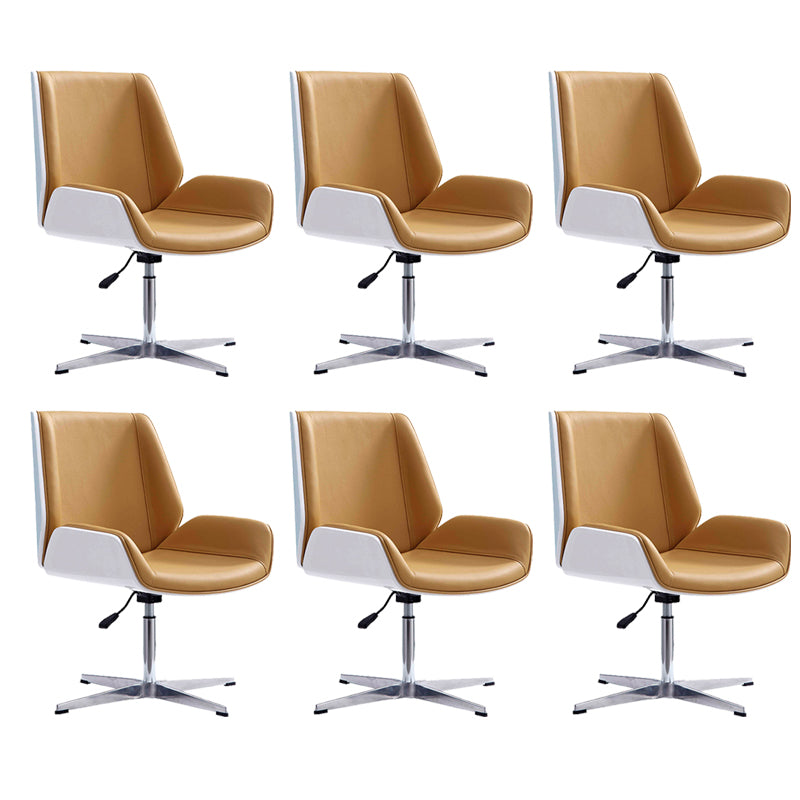 Contemporary Office Chair Faux Leather Task Mid Back Chair with Wheels