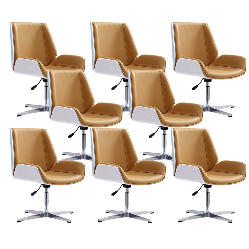 Contemporary Office Chair Faux Leather Task Mid Back Chair with Wheels