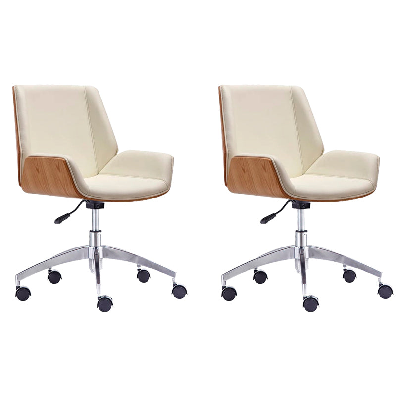 Contemporary Office Chair Faux Leather Task Mid Back Chair with Wheels