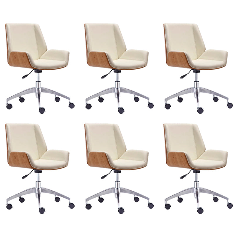 Contemporary Office Chair Faux Leather Task Mid Back Chair with Wheels