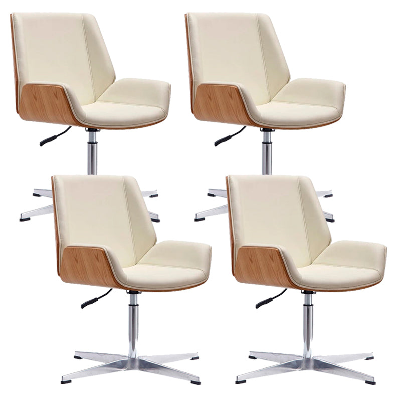 Contemporary Office Chair Faux Leather Task Mid Back Chair with Wheels
