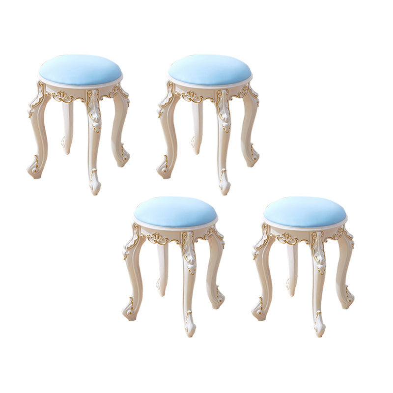 Leather Pouf Stool Craving Upholstered Round Water Resistant Modern Pouf