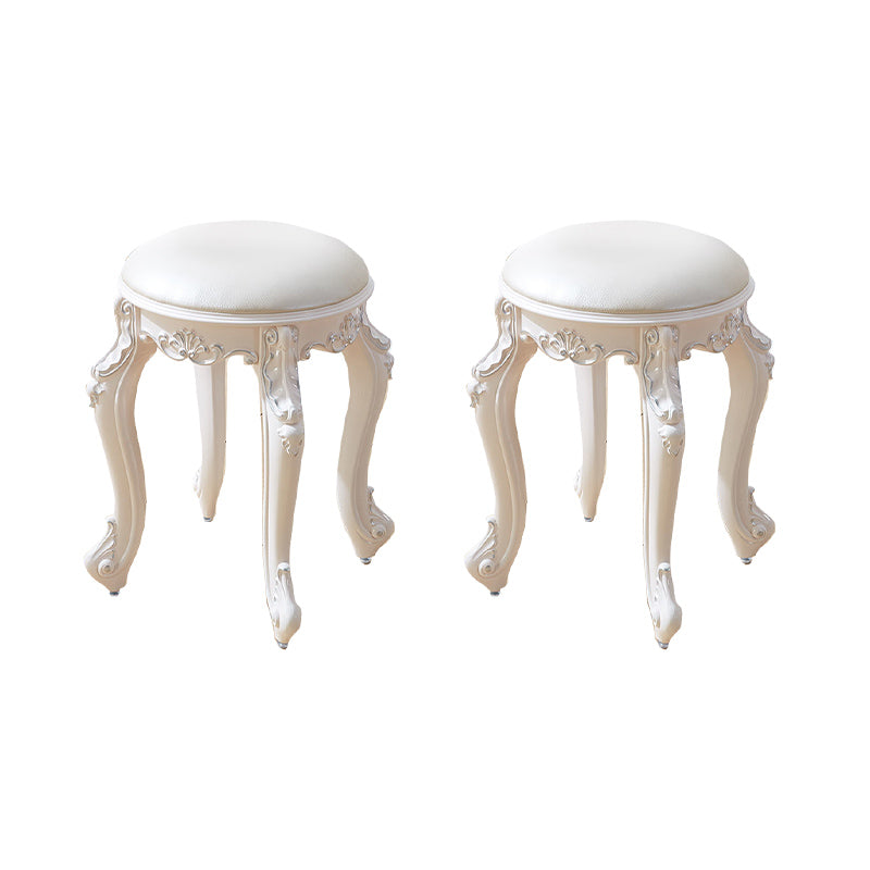 Leather Pouf Stool Craving Upholstered Round Water Resistant Modern Pouf