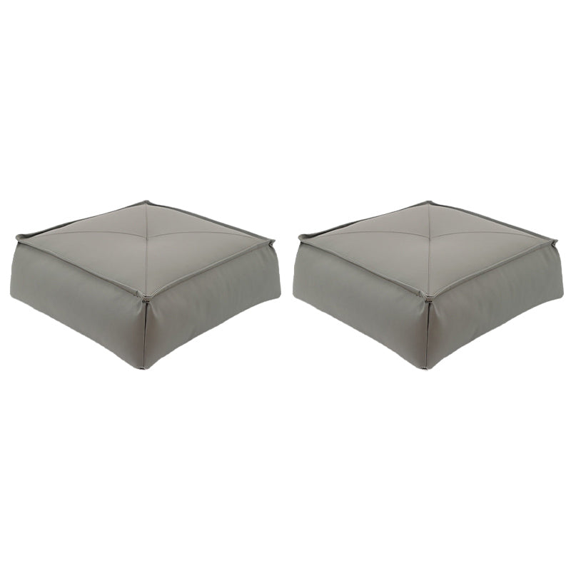 Modern Pouf Ottoman Leather Upholstered Solid Color Tear Resistant Square Ottoman