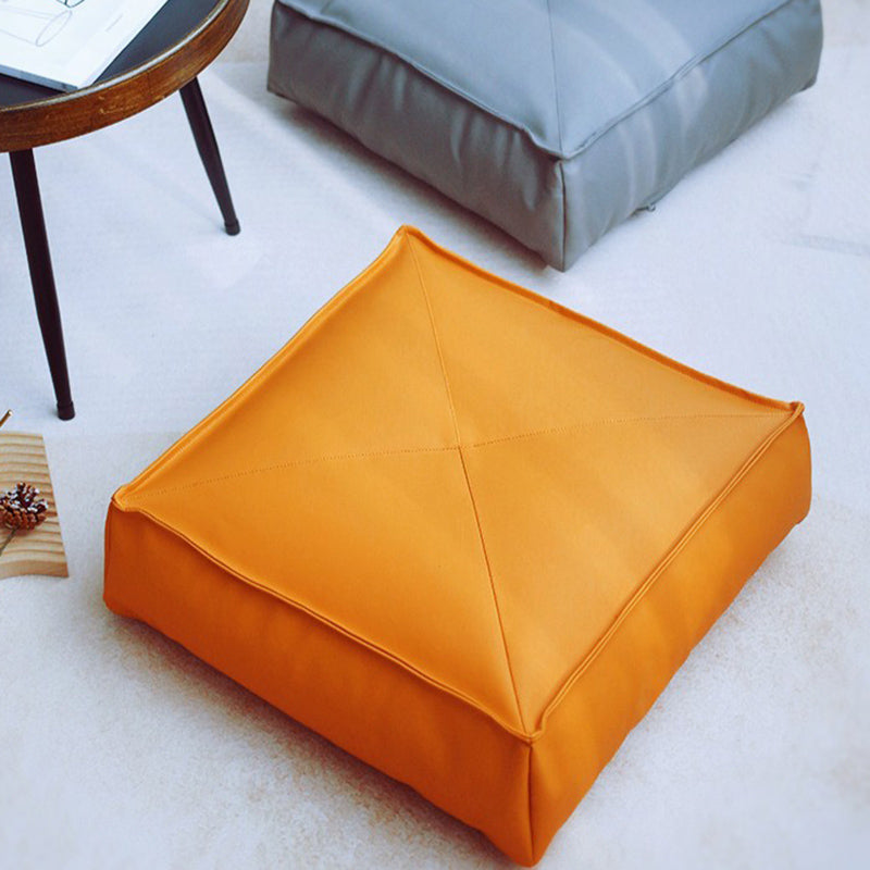 Modern Pouf Ottoman Leather Upholstered Solid Color Tear Resistant Square Ottoman
