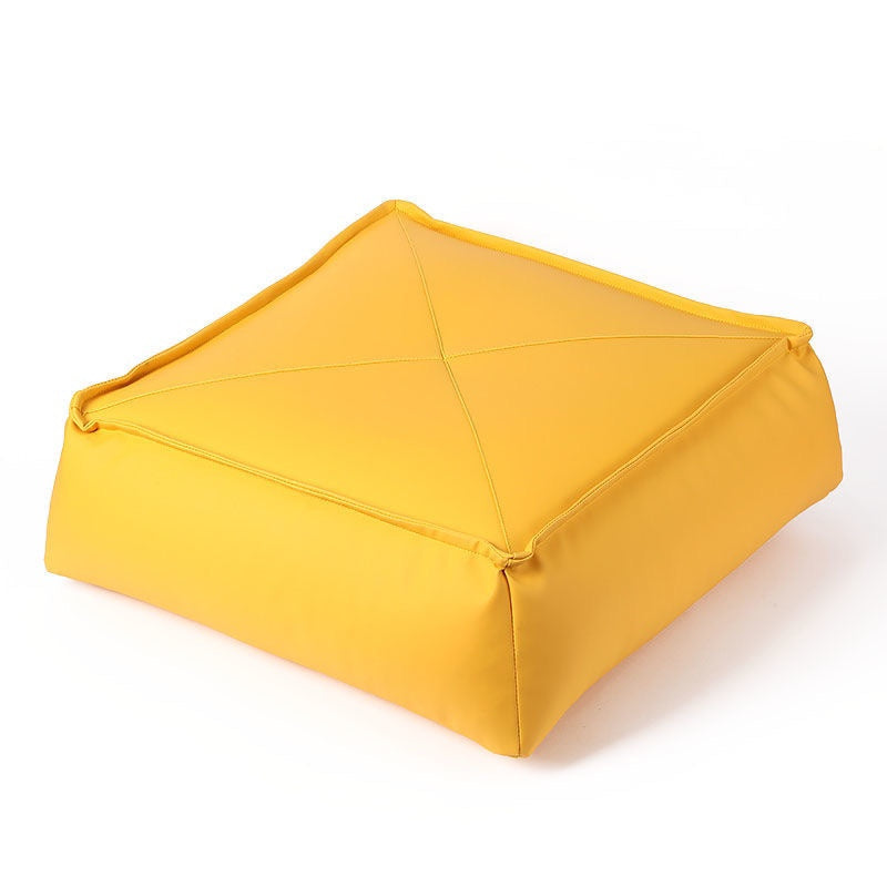 Modern Pouf Ottoman Leather Upholstered Solid Color Tear Resistant Square Ottoman