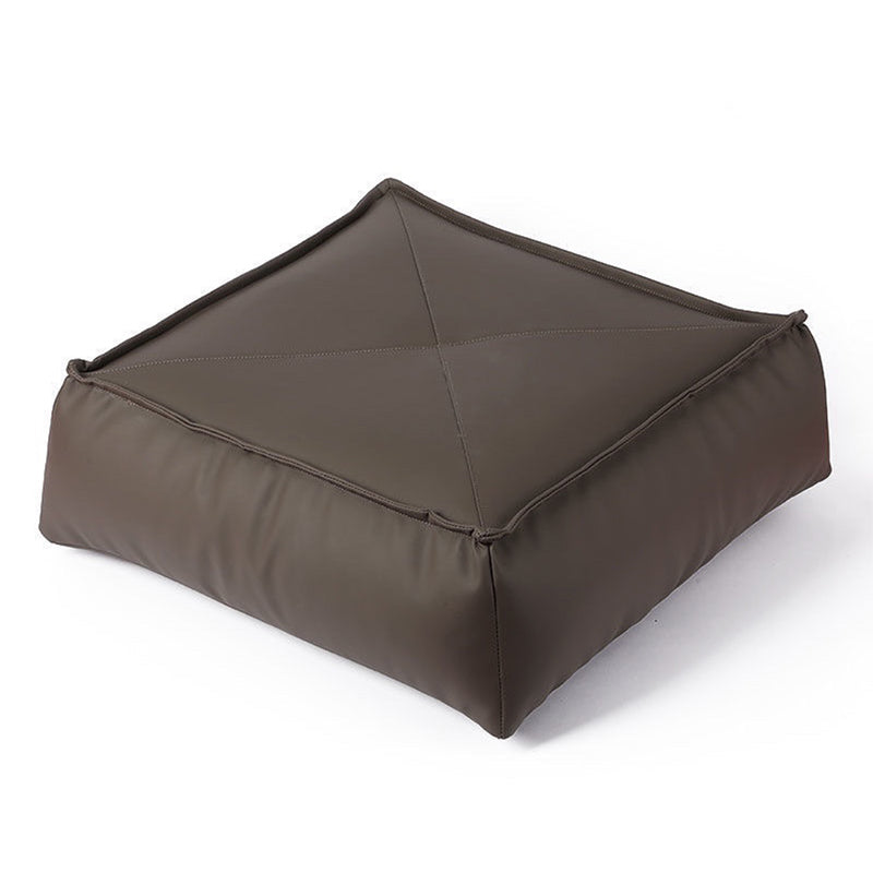 Modern Pouf Ottoman Leather Upholstered Solid Color Tear Resistant Square Ottoman