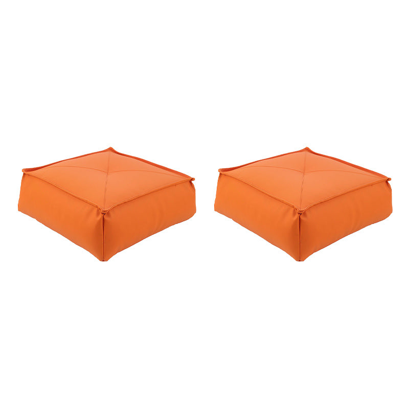 Modern Pouf Ottoman Leather Upholstered Solid Color Tear Resistant Square Ottoman