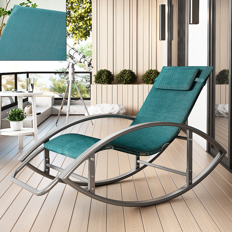 Contemporary Rocker Chair Metal Frame Water Resistant Fabric Rocker Chair with Pillow