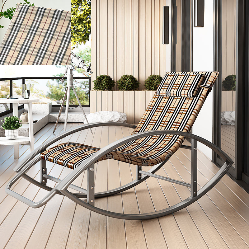 Contemporary Rocker Chair Metal Frame Water Resistant Fabric Rocker Chair with Pillow