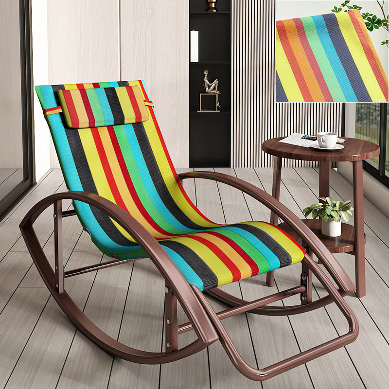 Contemporary Rocker Chair Metal Frame Water Resistant Fabric Rocker Chair with Pillow