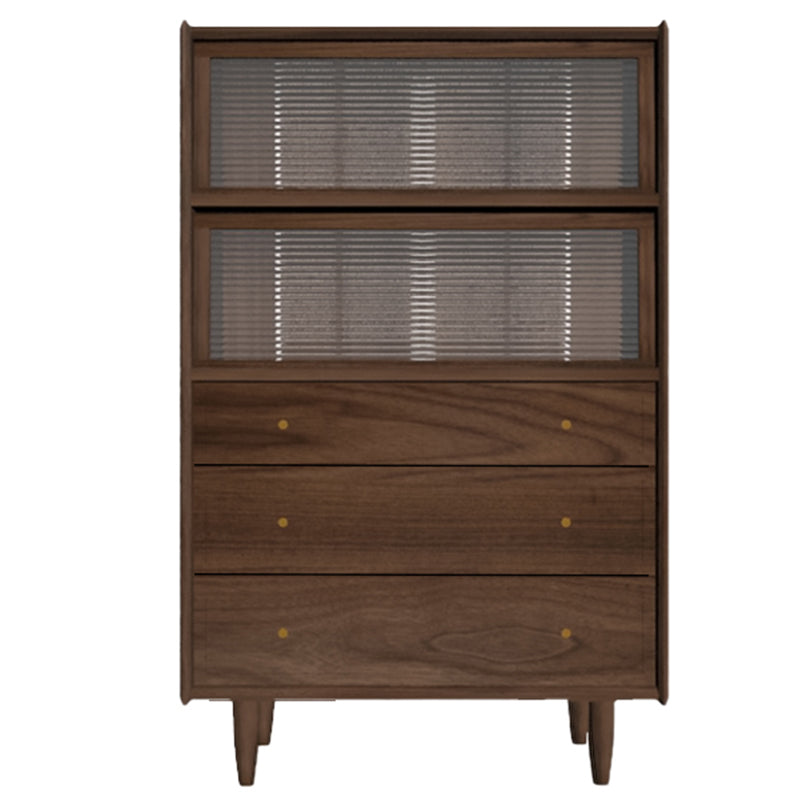 Scandinavian Pine Display Stand Glass Doors Buffet Cabinet with Doors