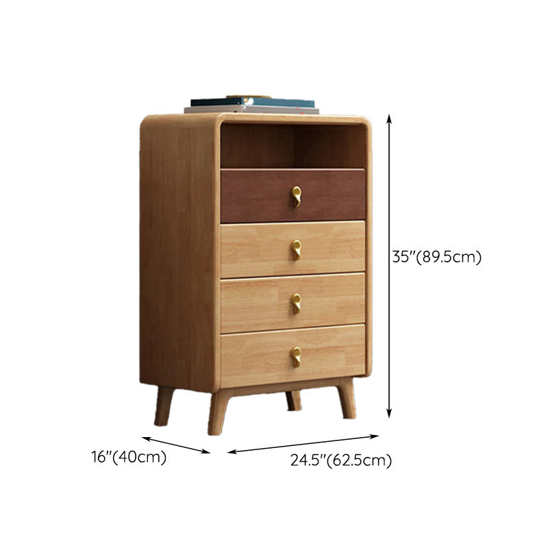 Glam Home Storage Chest Vertical Rubber Wood Chest with Drawers