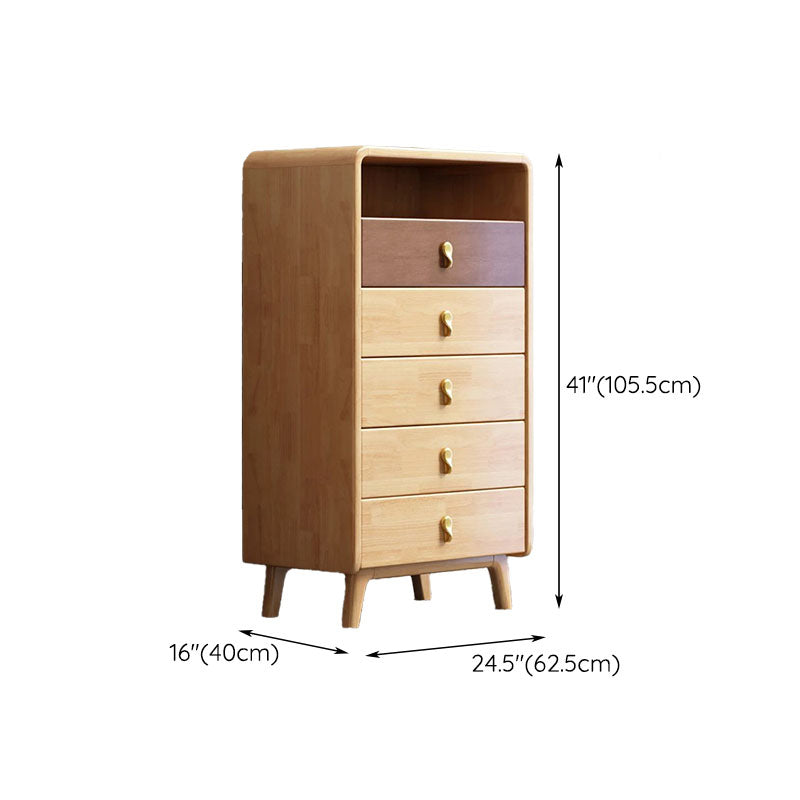 Glam Home Storage Chest Vertical Rubber Wood Chest with Drawers