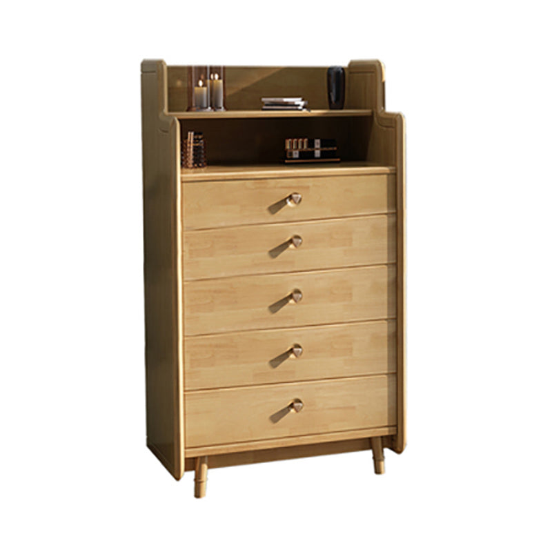 Glam Bedroom Storage Chest Vertical Rubber Wood Chest with Drawers