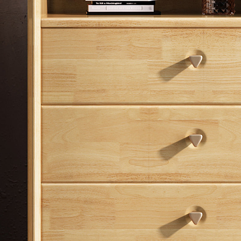 Glam Bedroom Storage Chest Vertical Rubber Wood Chest with Drawers