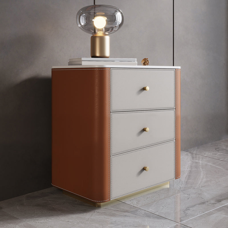 Glam Vertical Storage Chest Stone Bedroom Chest with Drawers